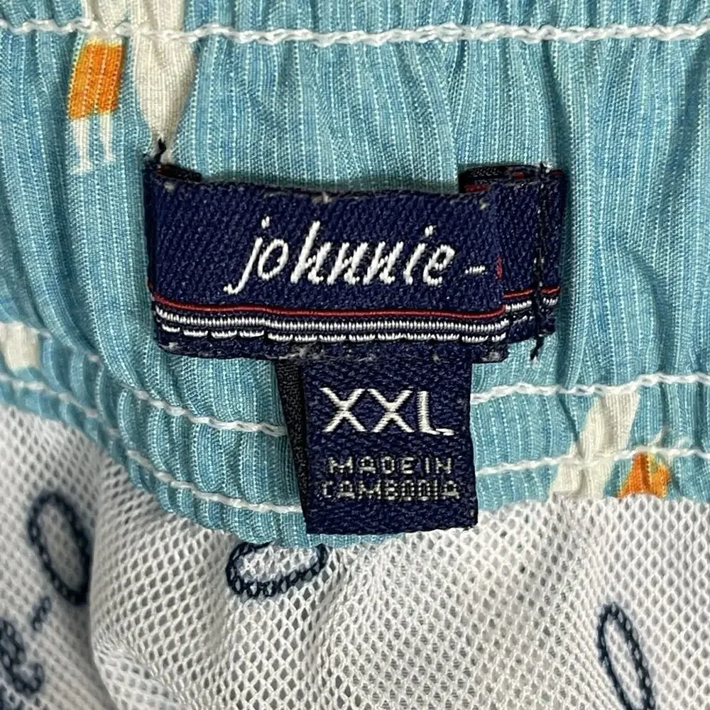 Johnnie O Swim Trunk Mens XXL Blue Arno Half Elastic Surf Short Relaxed Fit‎